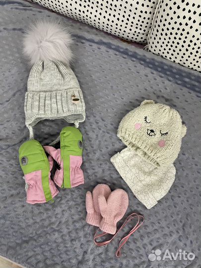 Комплект шапка и варежки