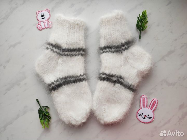 Вязаные пуховые носки для детей ручной работы