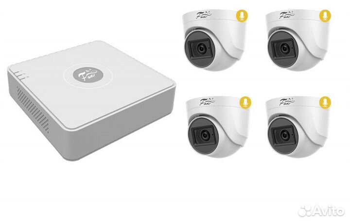 Комплект видеокамер/4шт/2мег/звук/просмотр online
