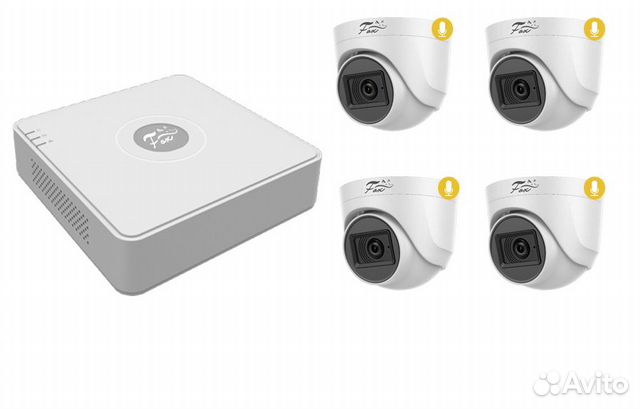 Комплект видеокамер/4шт/2мег/звук/просмотр online