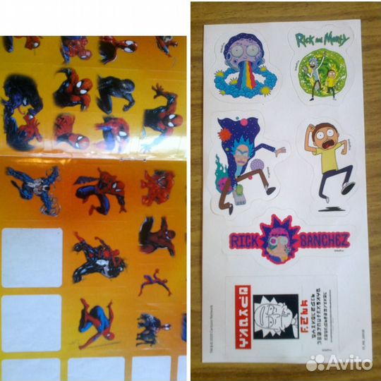 Редкие и старые наклейки Ниндзя,Тачки,паук,Морти