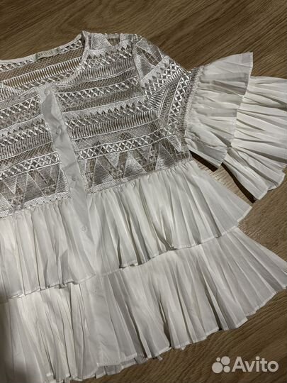 Блузка кружевная белая винтаж m