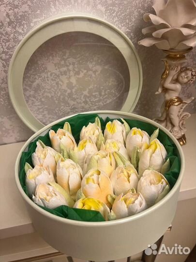 Зефирные цветы/ тюльпаны из зефира в коробке