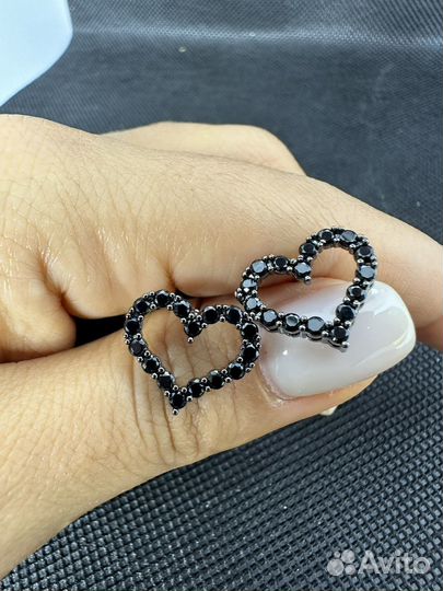 Серьги пуссеты сердце