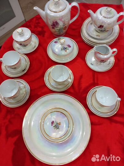 Перламутровый сервиз ГДР времен СССР кофе чай