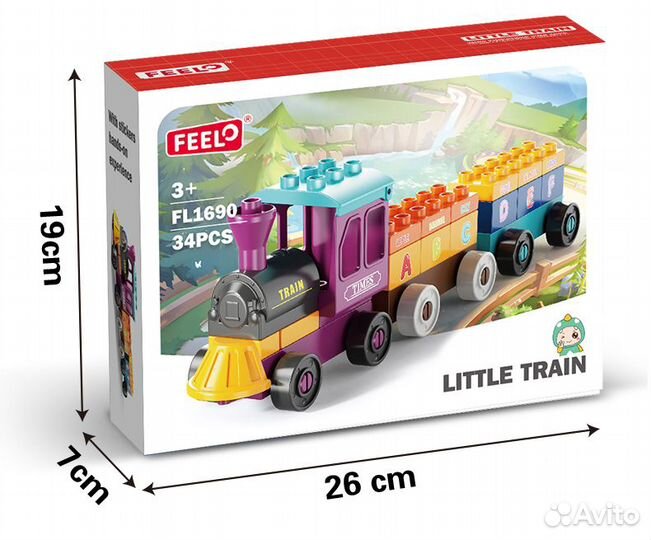 Детский Конструктор паровозик 34 детали