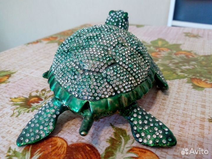 Фигурка Черепаха-шкатулка с эмалью и стразами