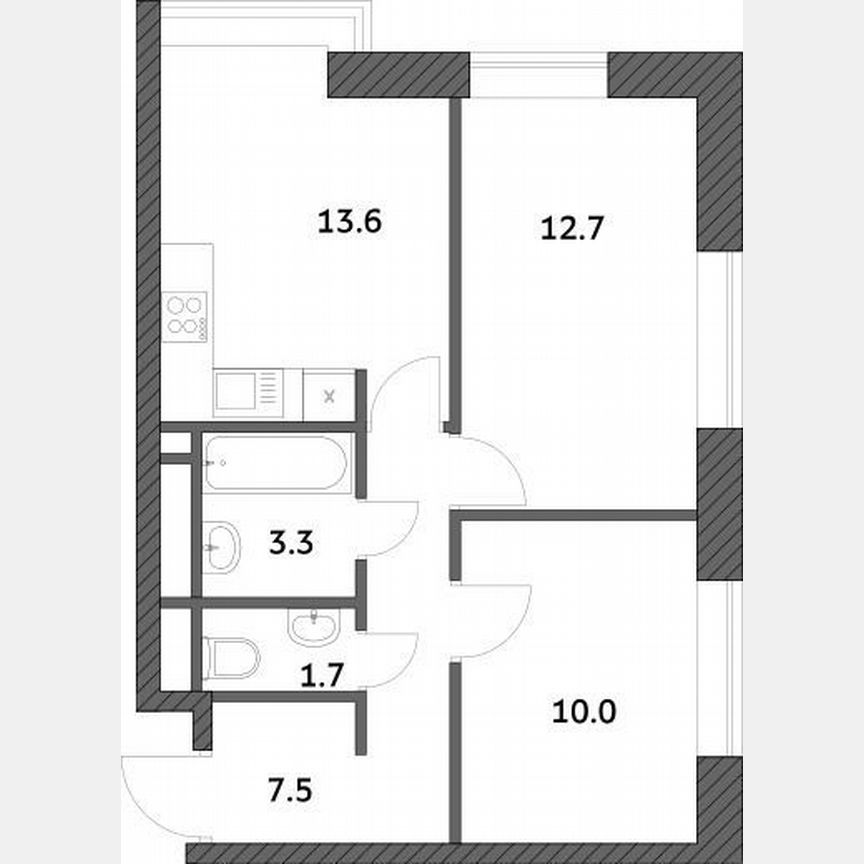 2-к. квартира, 48,8 м², 8/19 эт.