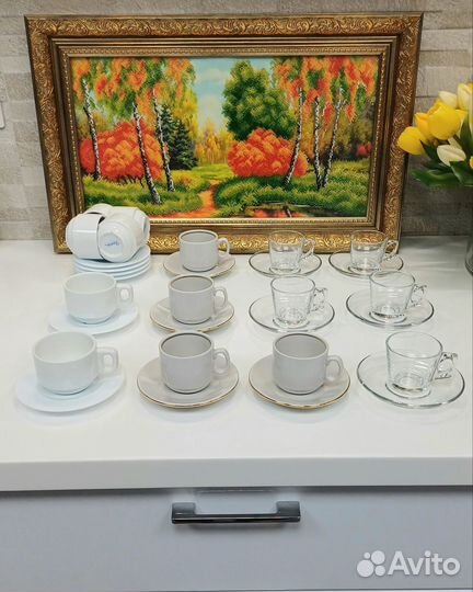 Чашки чайные и кофейные, креманки, тарелки