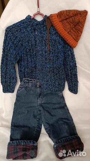 Джинсы мальч.5-7 лет, рубашки, кофты ручной вязки