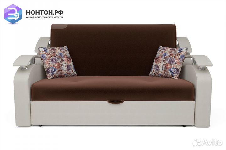 Диван аккордеон Шарк 3 коричневый / белый