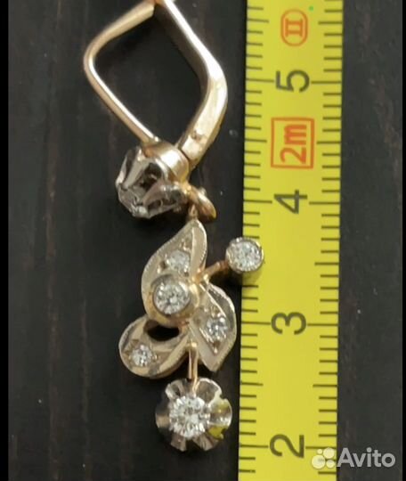 Серьги тюльпан подвески 585пр,с бриллиантами/ СССР