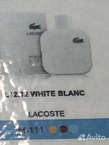 Туалетная вода eyfeel/lacoste l12.12 blanc