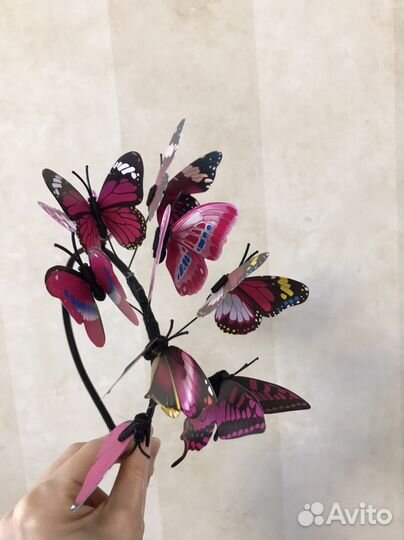 Ободок для волос детский розовые бабочки