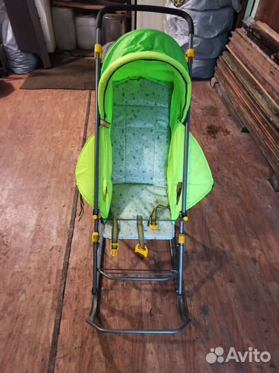 Детские санки коляска с колесами