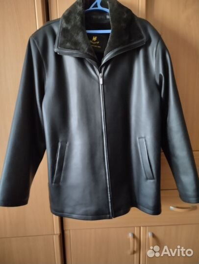 Кожаная куртка мужская утепленная