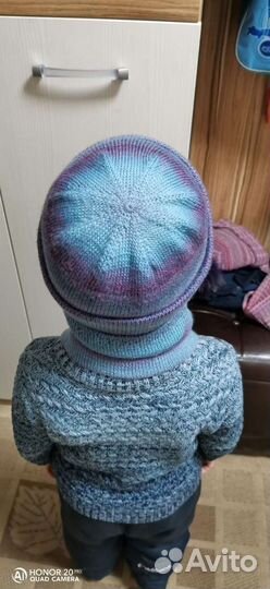 Комплект шапка и снуд на 2-4 года, шерсть Меринос