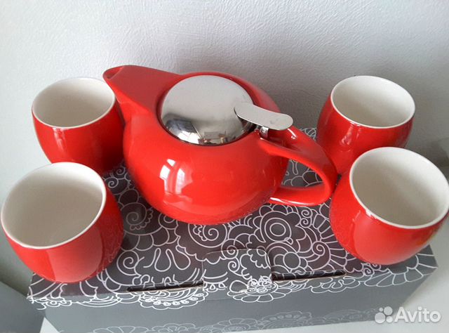 Алый чайный набор\сервиз в восточном стиле