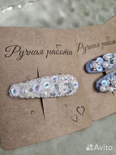 Бархатные заколки ручной работы клик клак 5-6см