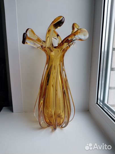 Ваза цветное стекло Чехословакия 34см