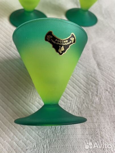 Фужеры бокалы зеленые Гусь Хрустальный