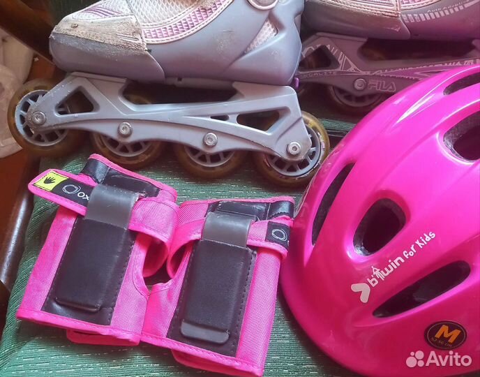 Роликовые коньки Fila 29-32 р,шлем, чехол, защита