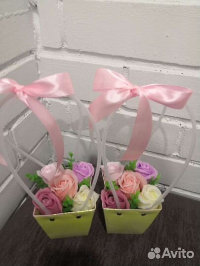 Букет роз из мыла