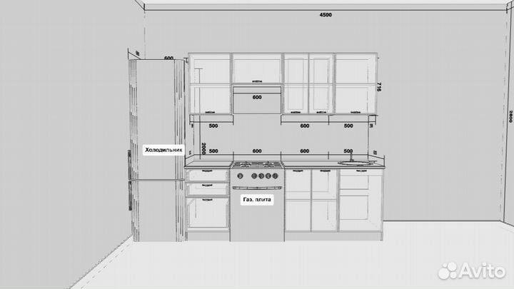 Кухня Мария. 2,2м. Цена за всю кухню
