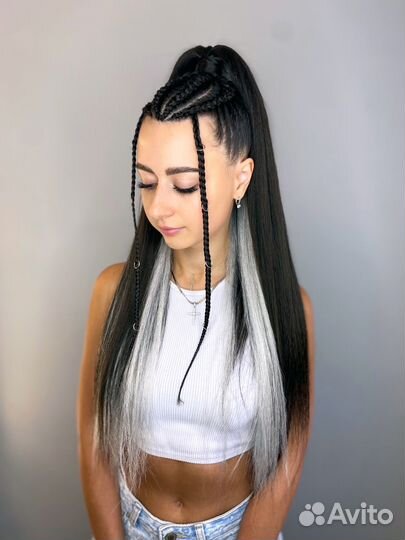 Косы, брейды в хвост, водопад, афрохвост, боксер