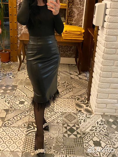 Кожаная юбка 44/46