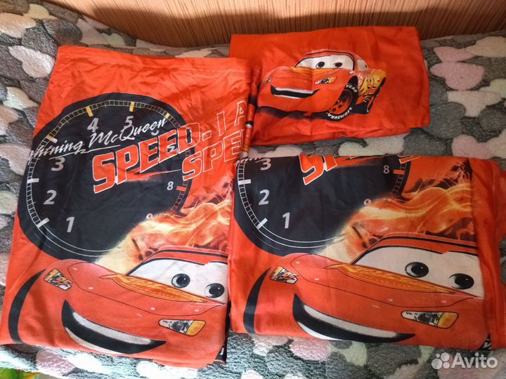 Пастельное бельё 1,5 сп. Тачки