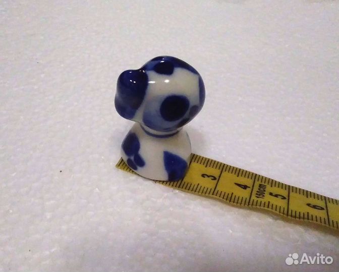 Фигурки животных СССР Гжель. Щенок Обезьянка