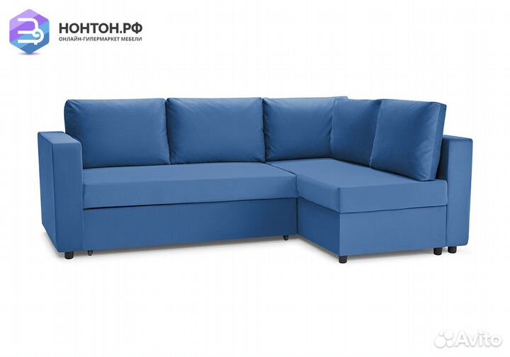 Диван угловой дельфин Мансберг лайт синий