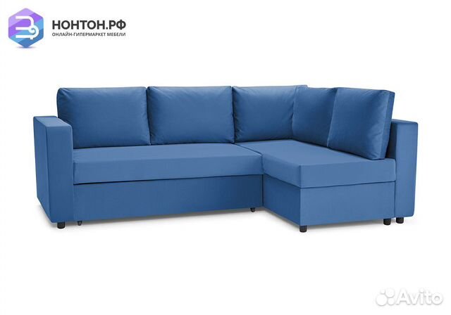 Диван угловой дельфин Мансберг лайт синий