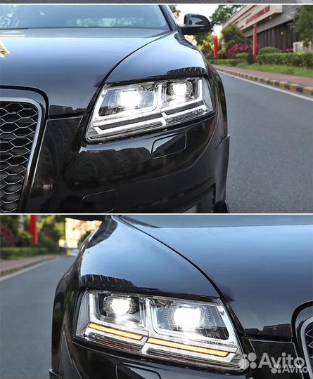 Фары Audi A6 C6 LED светодиодные хром для 2005-201