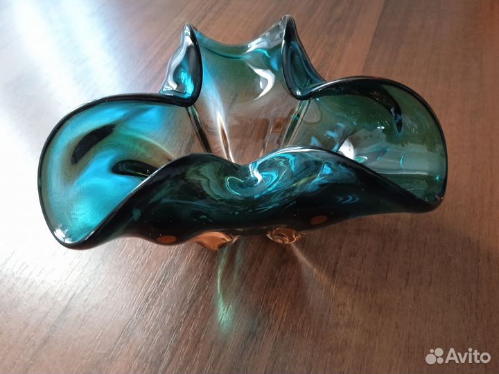 Ваза-конфетница гутное стекло СССР