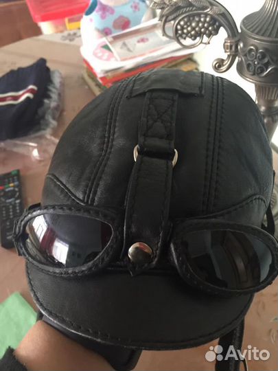 Кожангый шлем-шапка зимний