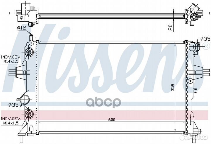632461 Радиатор opel astra G 1.4-2.2 A/T 98-06