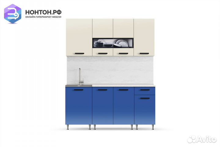 Кухня Рио-2 1.7м бежевый / синий