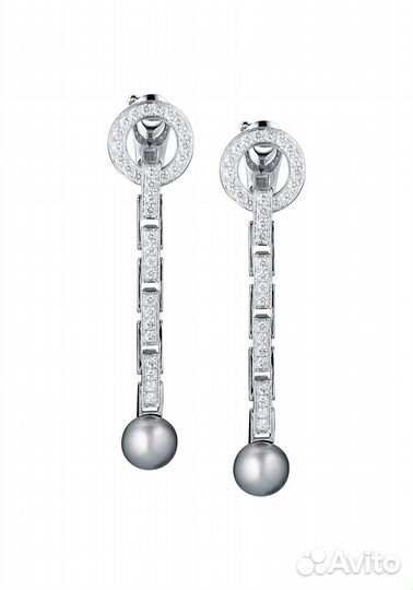 Серьги Cartier Agrafe White Gold Diamond & Pearl