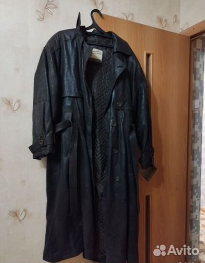 Кожаный плащ мужской