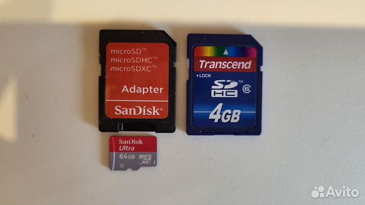 Карты памяти micro SD Transend 4GB и Sandisk 64GB