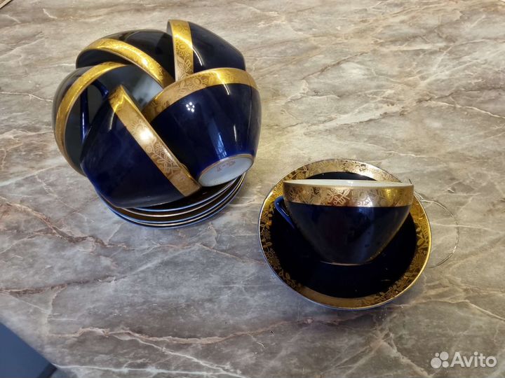 Набор СССР из 6 блюдец и 6 чашек