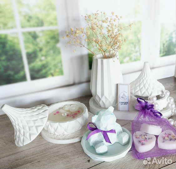 Аромасвеча и набор из гипса. Ручная работа