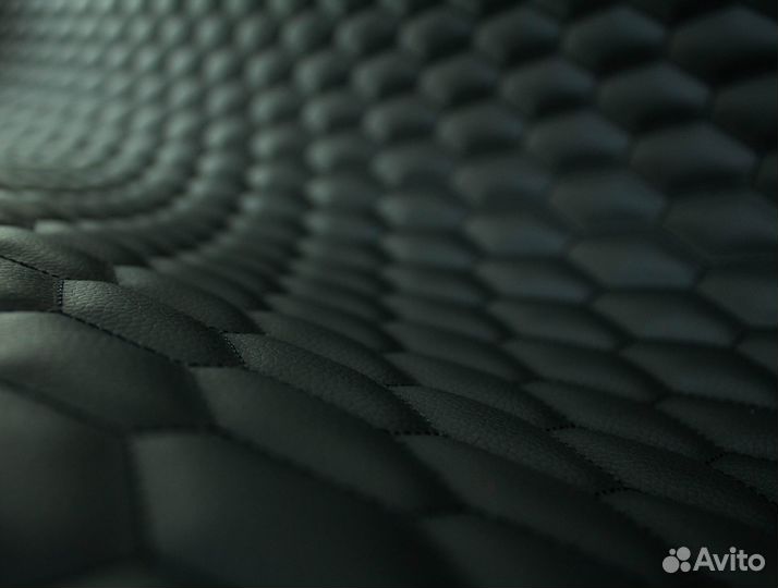 Стеганая экокожа черная с черным соты