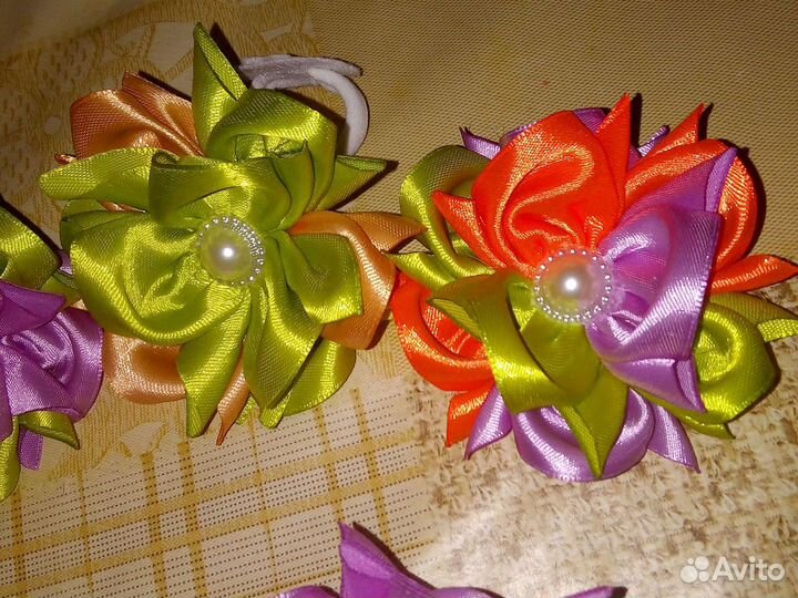 Заколочки канзаши на резиночках