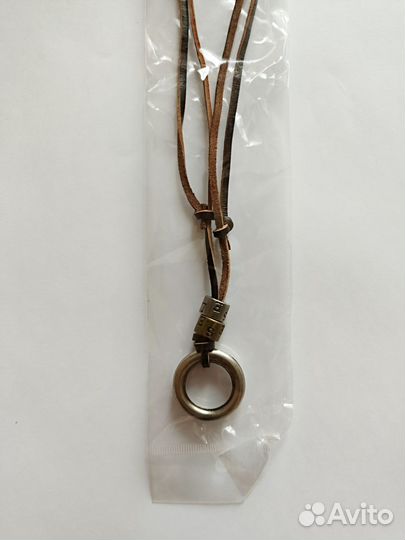 Кулон 2 кольца на кожаном шнурке