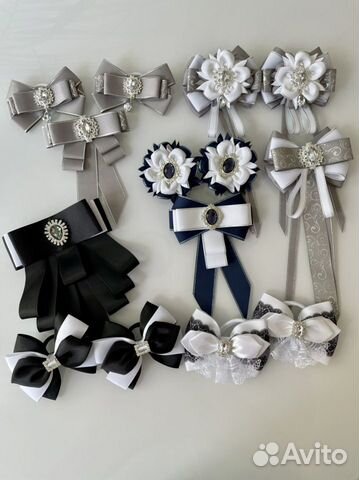 Комплект для школы с бантом и галстуком брошью