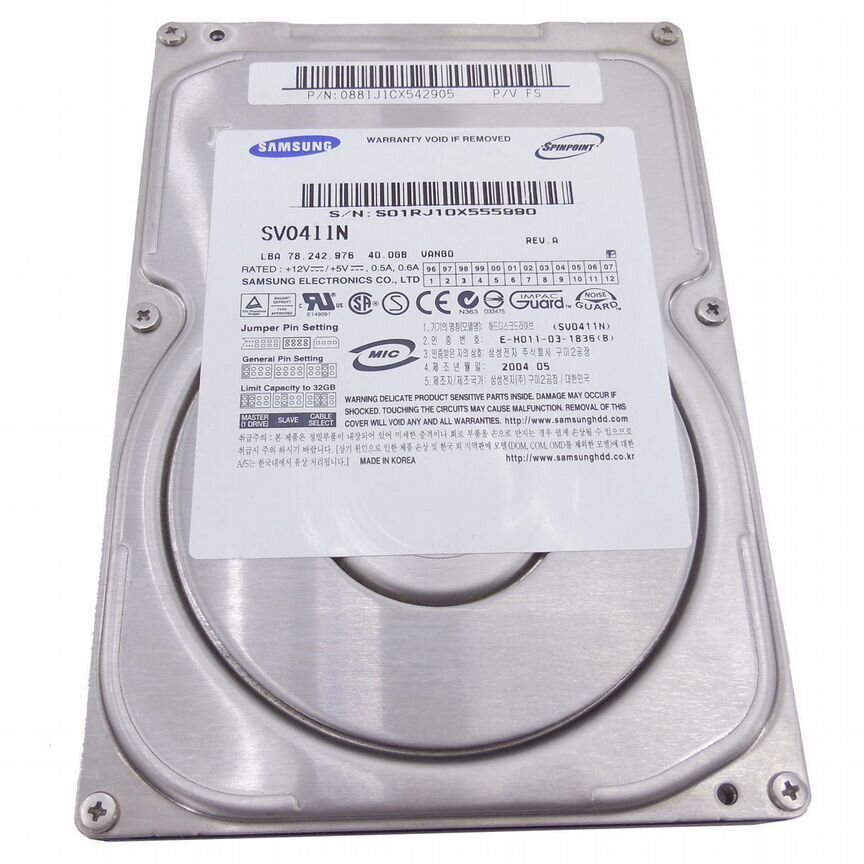 [SV0411N] Жесткий Диск Samsung 40gb Sv0401n Ide 3.5" Sv0411n