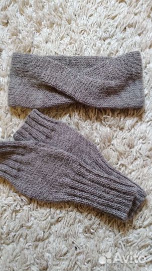 Комплект повязка и митенки